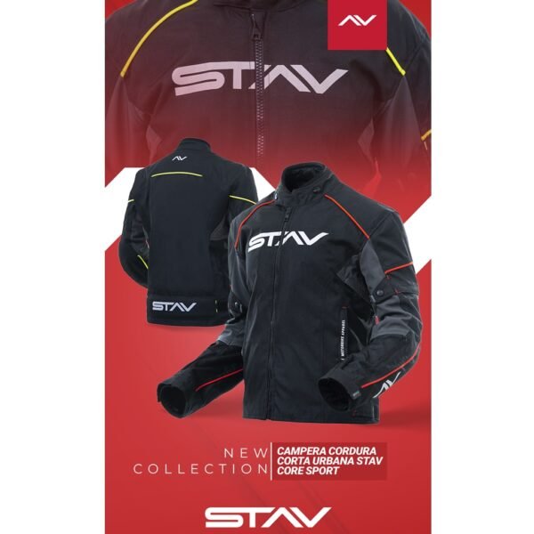 CAMPERA STAV CORE SPORT CORDURA CORTA URBANA NEGRA Y ROJA - Imagen 11