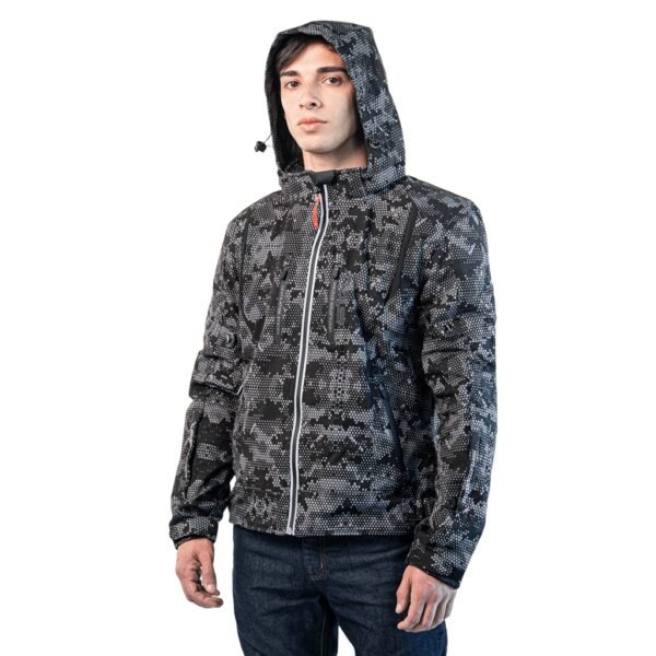 CAMPERA STAV PHANTON SOFTSHELL CON CAPUCHA NEGRA, GRIS