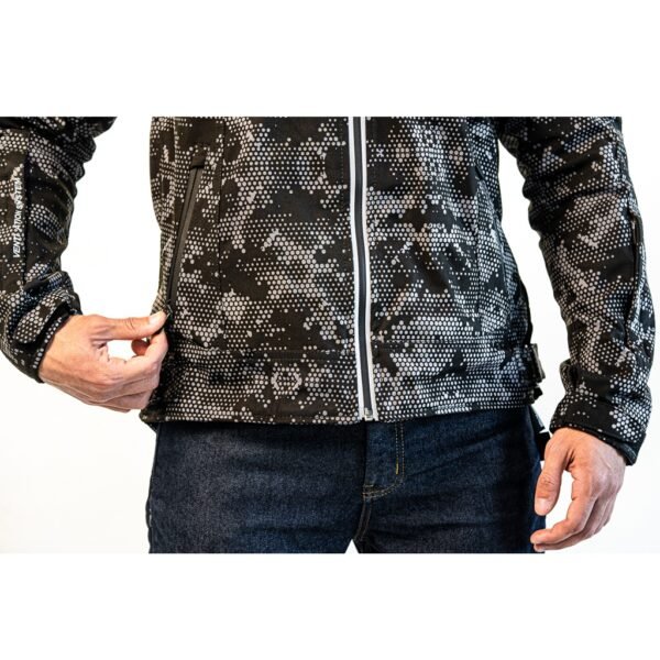 CAMPERA STAV PHANTON SOFTSHELL CON CAPUCHA NEGRA, GRIS