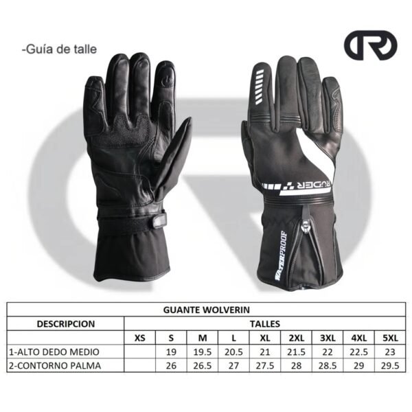 TALLES GUANTES RUDER WOLVERIN LARGO NEGRO