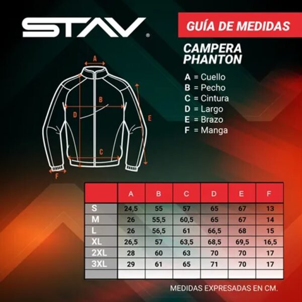 TALLES GUIA DE TALLES CAMPERA STAV PHANTON
