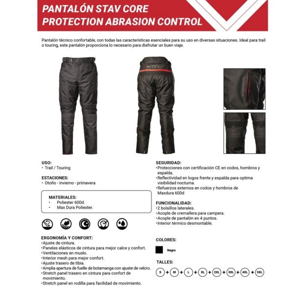 GUIA PANTALON STAV CORE PROTECTION ABRASION CONTROL