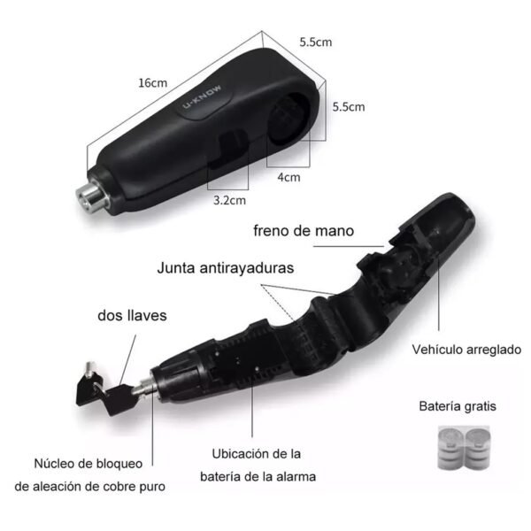 TRABA SEGURIDAD FRENO-PUÑO CON ALARMA UKNOW