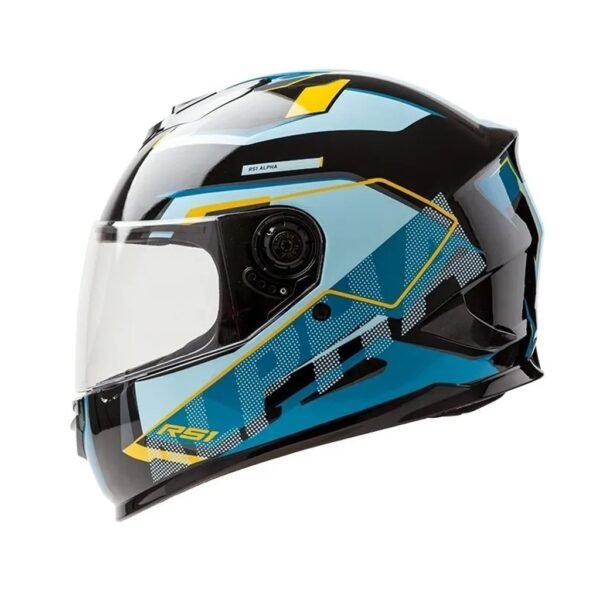 casco HAWK rs1 full alpha negro y celeste