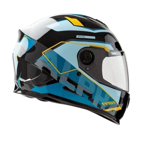 casco HAWK rs1 full alpha negro y celeste