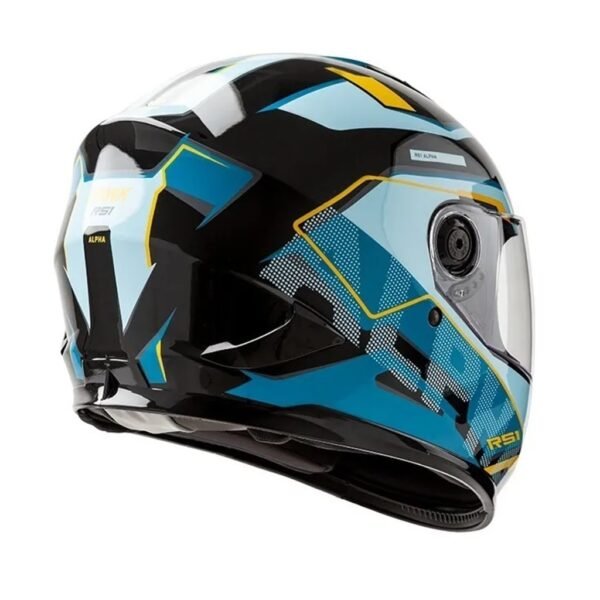 casco HAWK rs1 full alpha negro y celeste