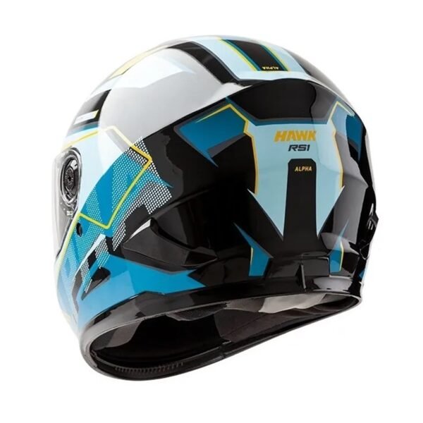 casco HAWK rs1 full alpha negro y celeste