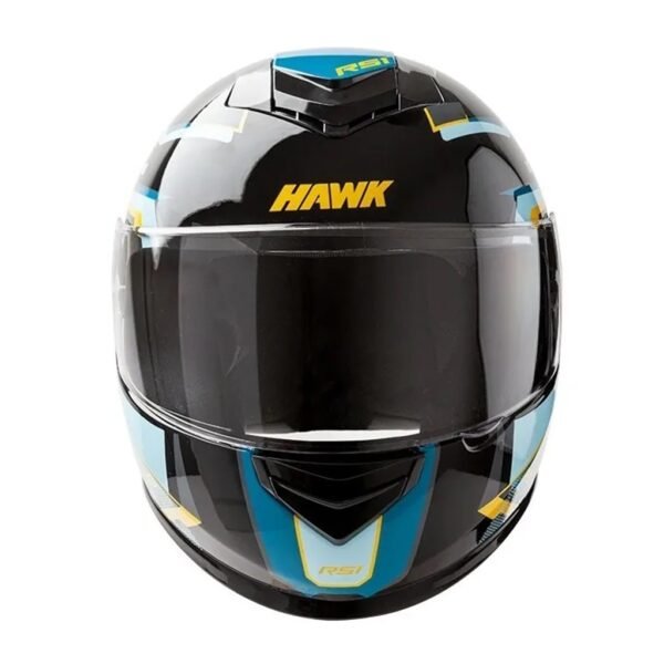 casco HAWK rs1 full alpha negro y celeste
