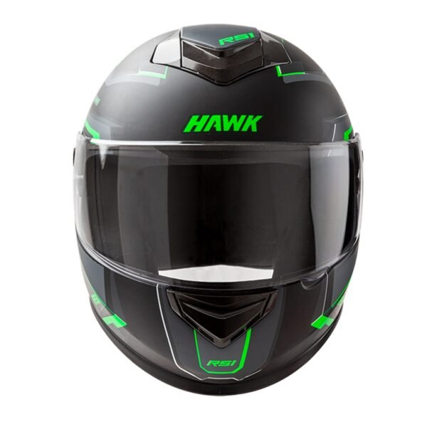 casco HAWK rs1 full alpha negro y verde fluo mate