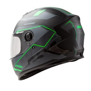 casco HAWK rs1 full alpha negro y verde fluo mate