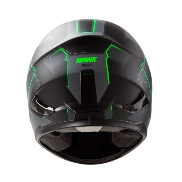casco HAWK rs1 full alpha negro y verde fluo mate