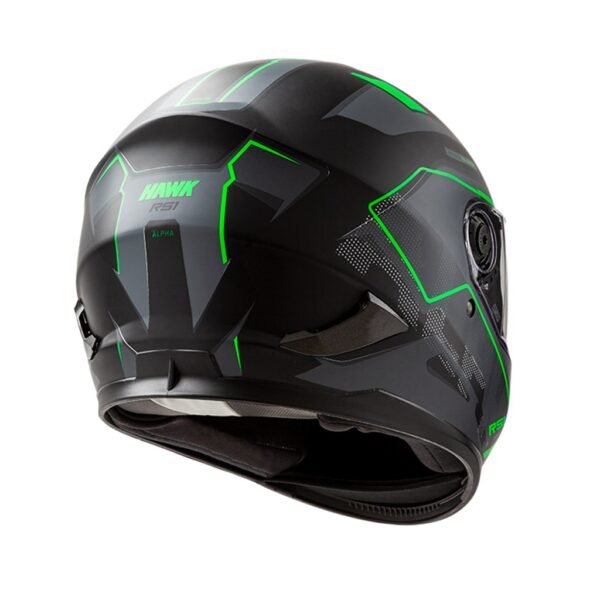 casco HAWK rs1 full alpha negro y verde fluo mate