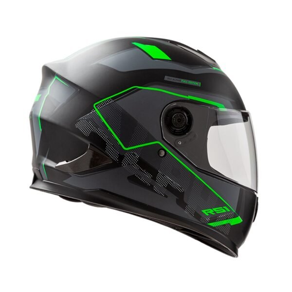 casco HAWK rs1 full alpha negro y verde fluo mate