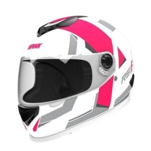 casco HAWK rs1 full blanco mate y fucsia