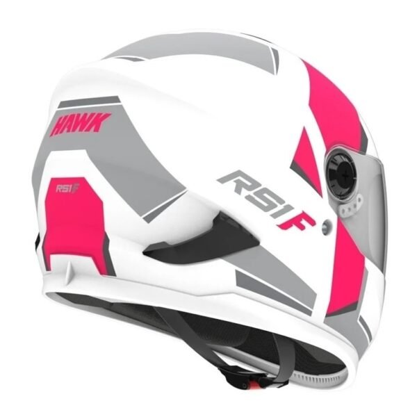 casco HAWK rs1 full blanco mate y fucsia