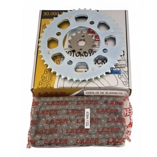 KIT TRANSMISION LAZER CB 190 45T - 14T CAD 428H X 132