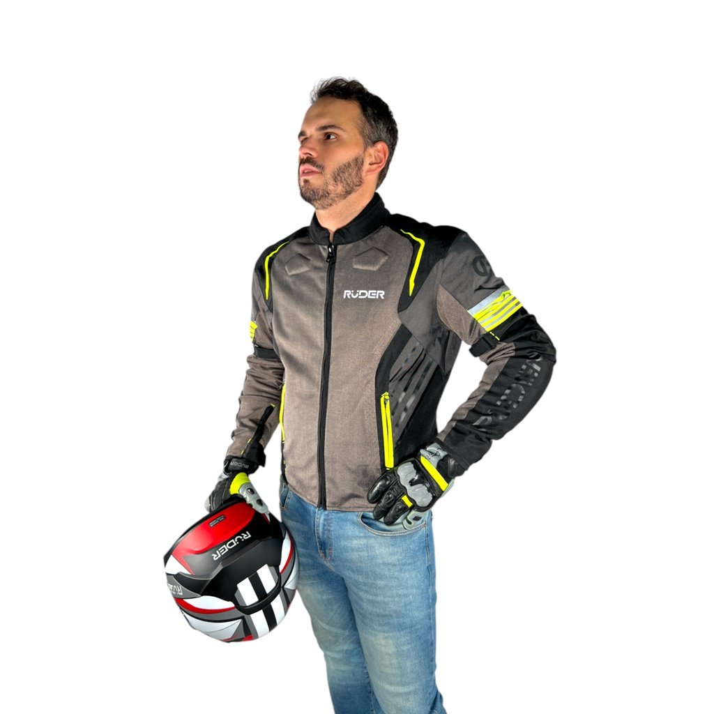 CAMPERA RUDER KOSMOS CORTA NEGRO Y AMARILLO