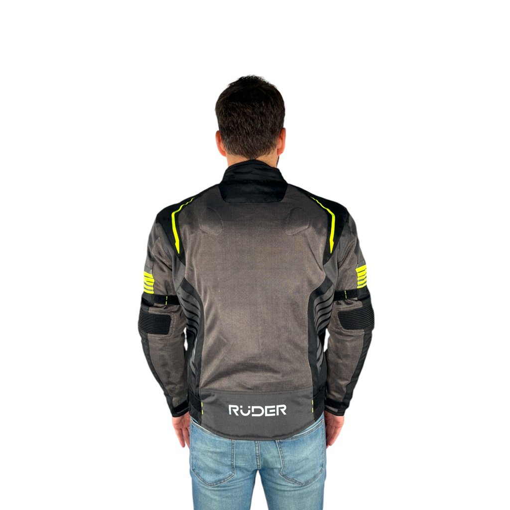 CAMPERA RUDER KOSMOS CORTA NEGRO Y AMARILLO