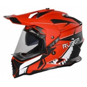 CASCO RUDER MAXIM ROCK DOBLE VISOR ROJO Y NEGRO