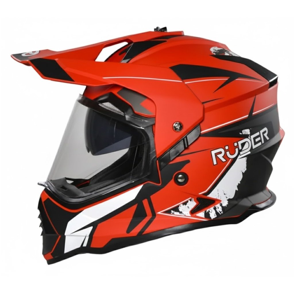 CASCO RUDER MAXIM ROCK DOBLE VISOR ROJO Y NEGRO