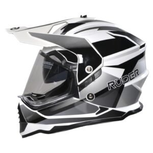 CASCO RUDER MAXIM SUPREME DOBLE VISOR GRIS BLANCO Y NEGRO