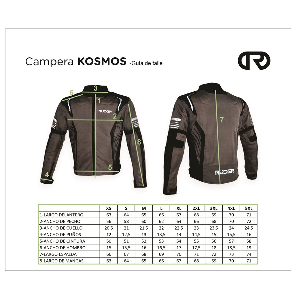TALLES CAMPERA RUDER KOSMOS CORTA NEGRO Y AMARILLO