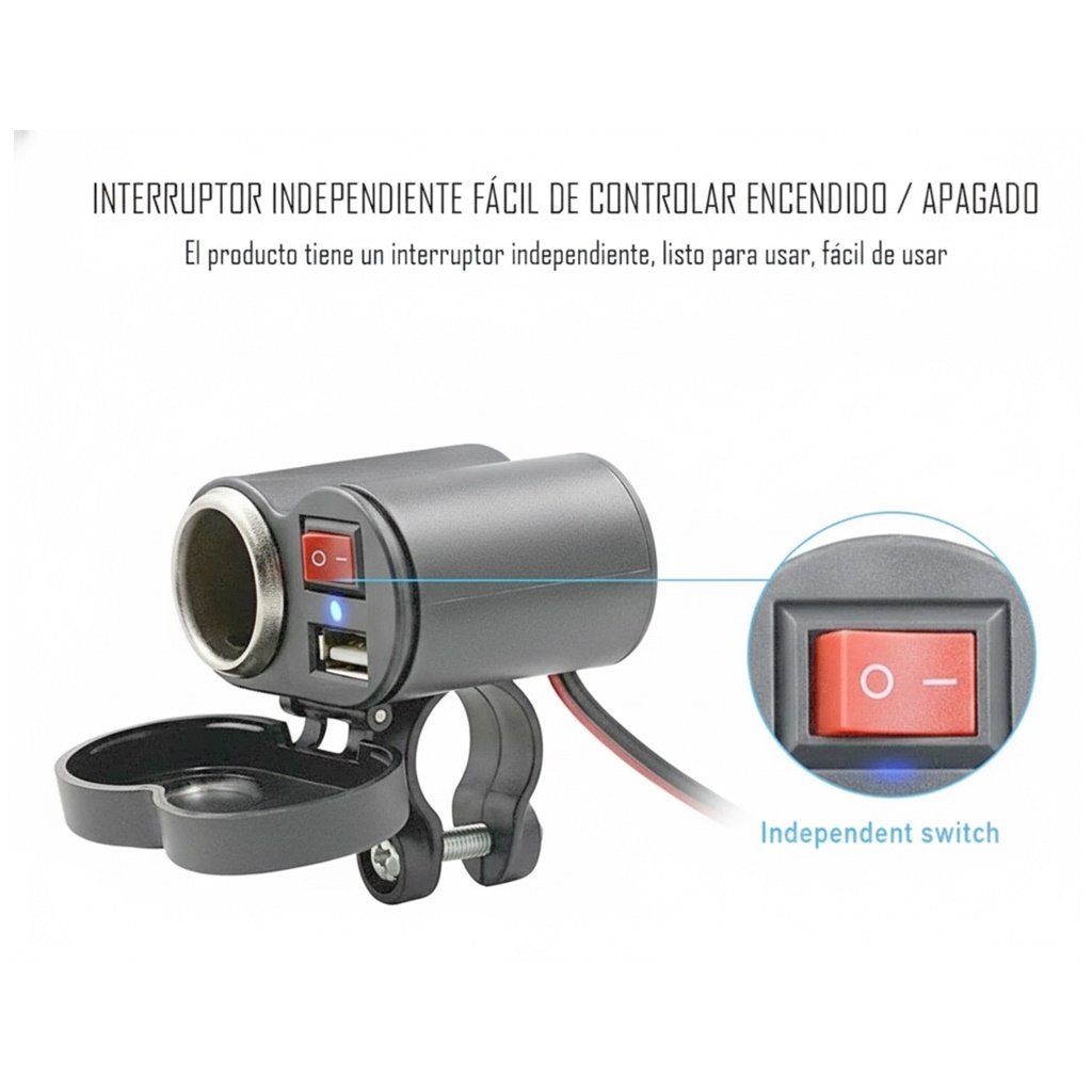 TOMA 12V USB ENCENDEDOR CON TECLA FENIX