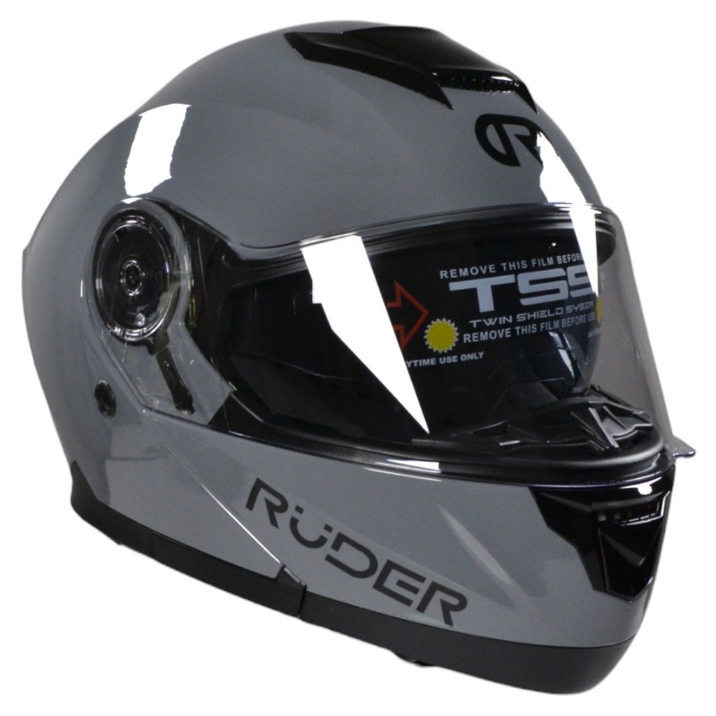 CASCO REBATIBLE RUDER DOMECQ DOBLE VISOR SOLID GRIS