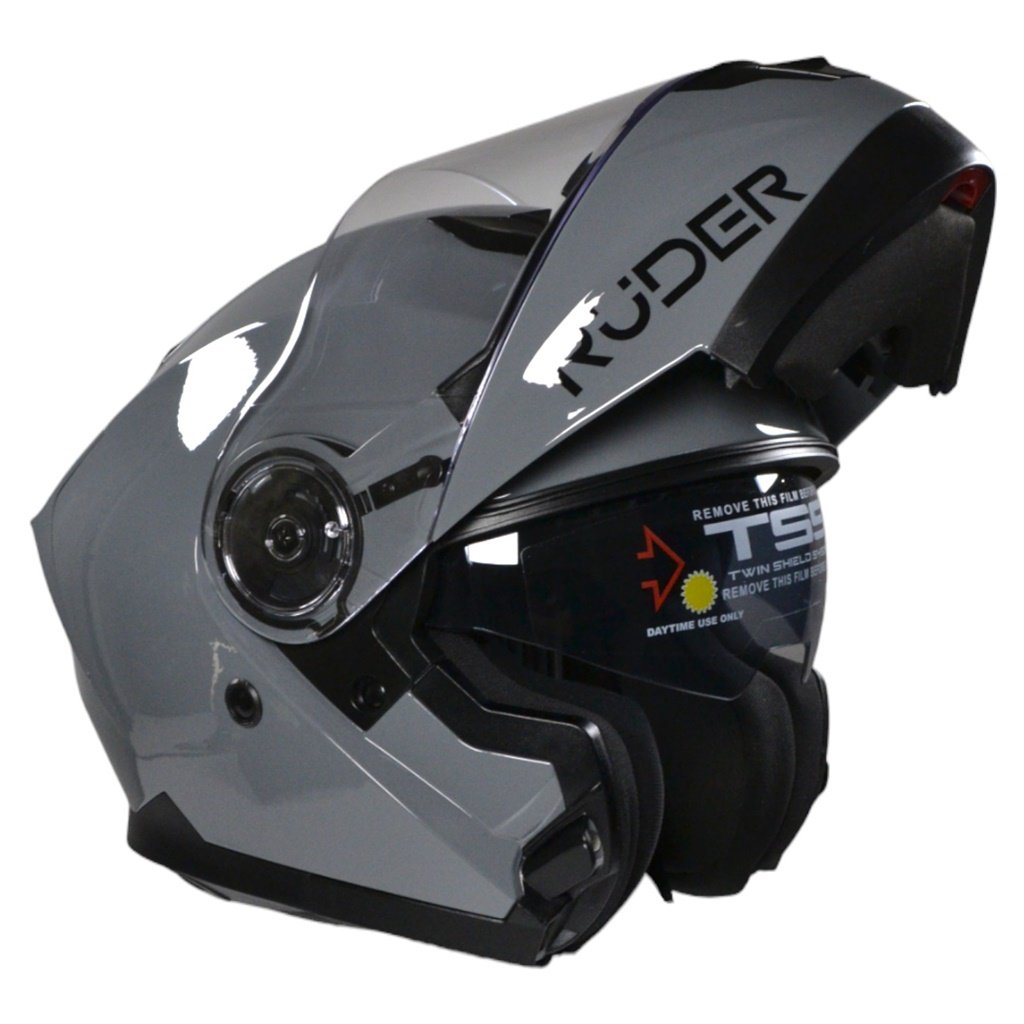 CASCO REBATIBLE RUDER DOMECQ DOBLE VISOR SOLID GRIS