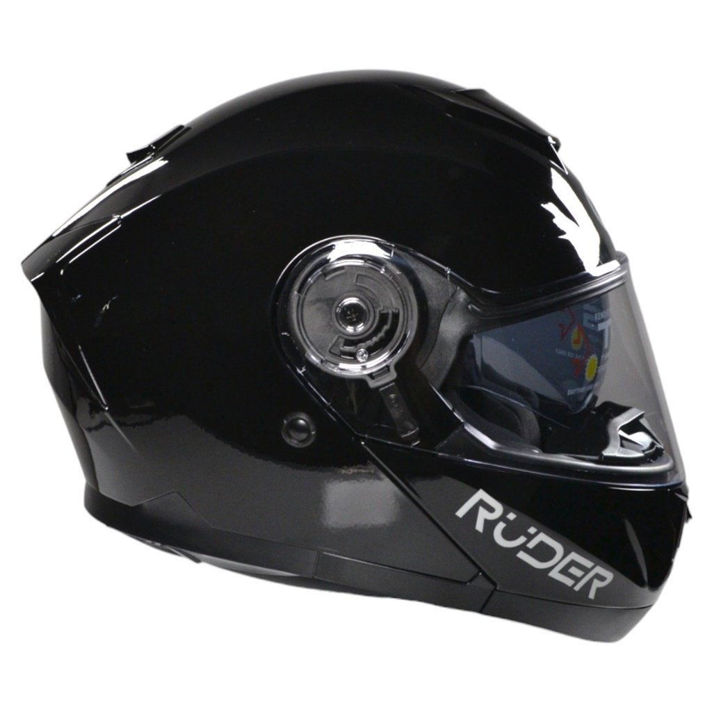 CASCO REBATIBLE RUDER DOMECQ DOBLE VISOR SOLID NEGRO BRILLANTE