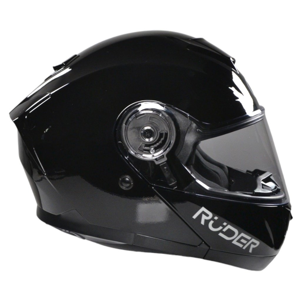 CASCO REBATIBLE RUDER DOMECQ DOBLE VISOR SOLID NEGRO BRILLANTE