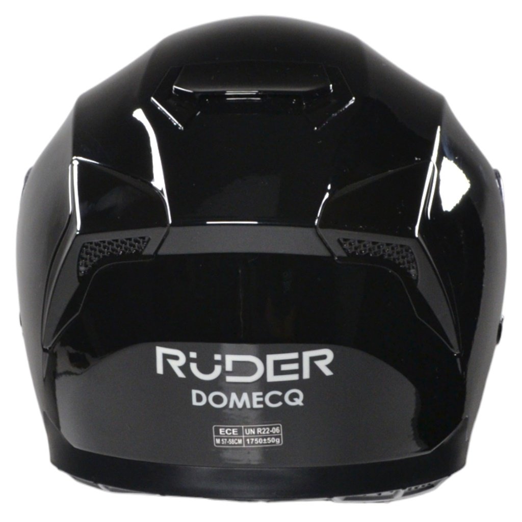 CASCO REBATIBLE RUDER DOMECQ DOBLE VISOR SOLID NEGRO BRILLANTE