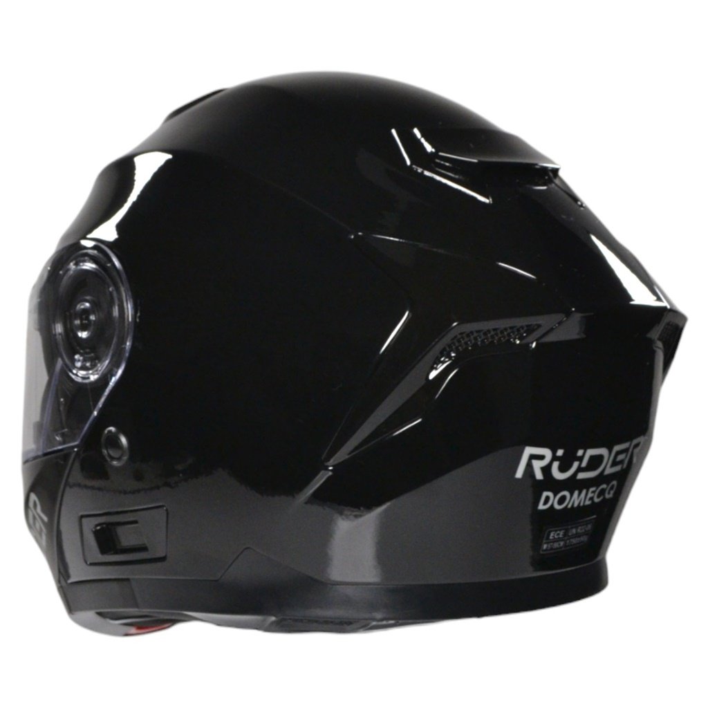 CASCO REBATIBLE RUDER DOMECQ DOBLE VISOR SOLID NEGRO BRILLANTE