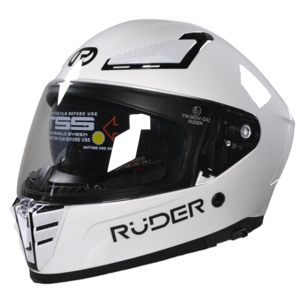 CASCO RUDER CLIPPER BLANCO BRILLO