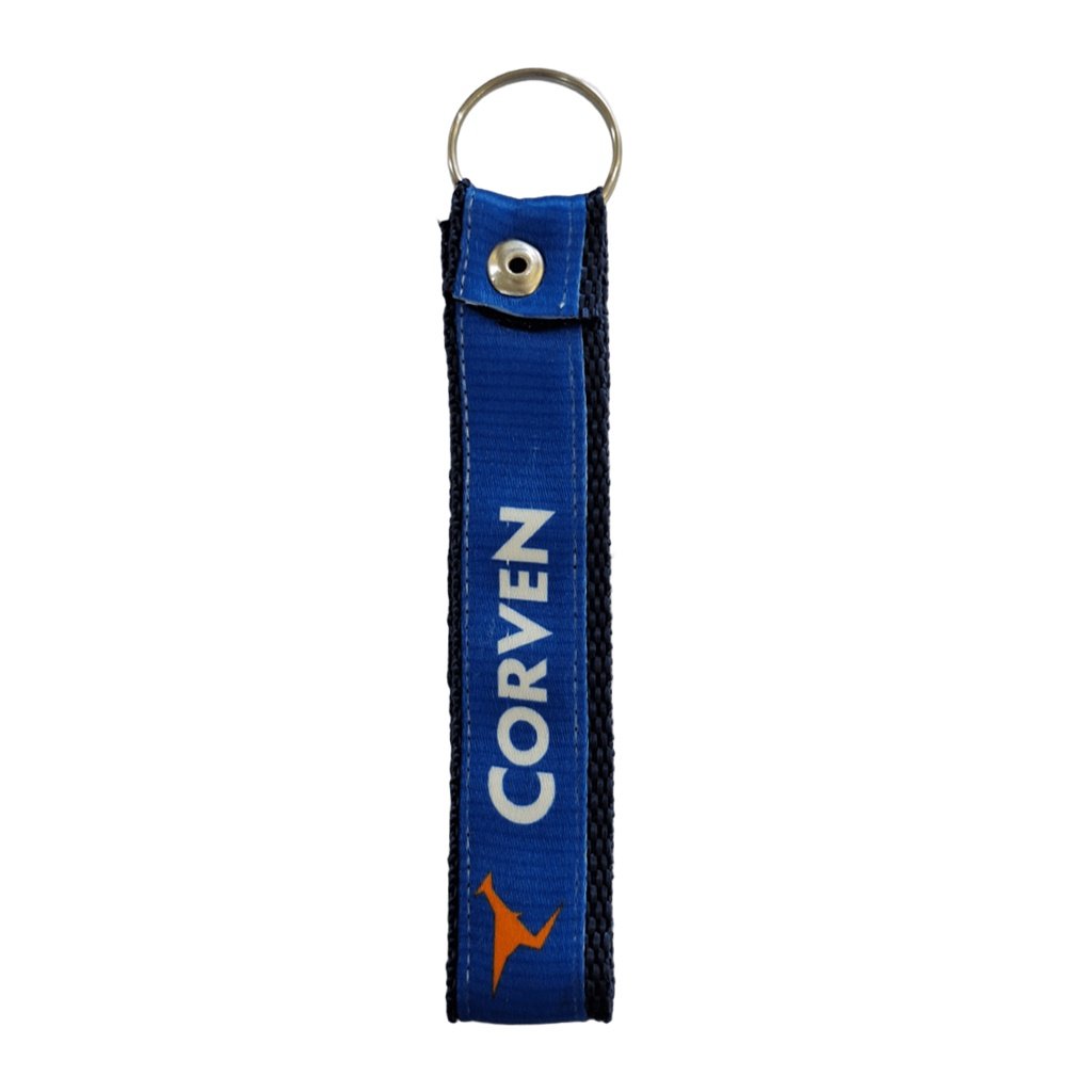 LLAVERO TIRA CORTA CORVEN AZUL Y NEGRO LOGO BLANCO