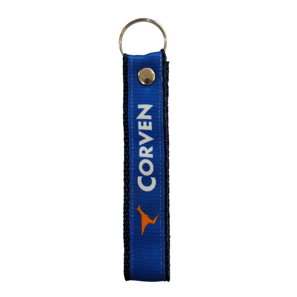 LLAVERO TIRA CORTA CORVEN AZUL Y NEGRO LOGO BLANCO