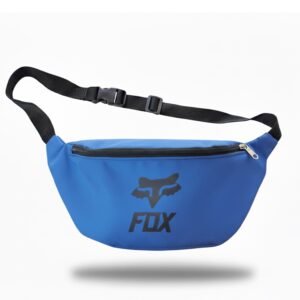 RIÑONERA FOX AZUL LOGO NEGRO