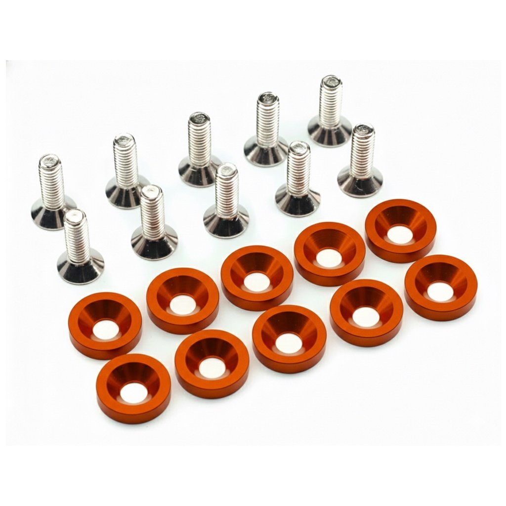 ARANDELAS NARANJA JUEGO X 8 PIEZAS Con TORNILLOS