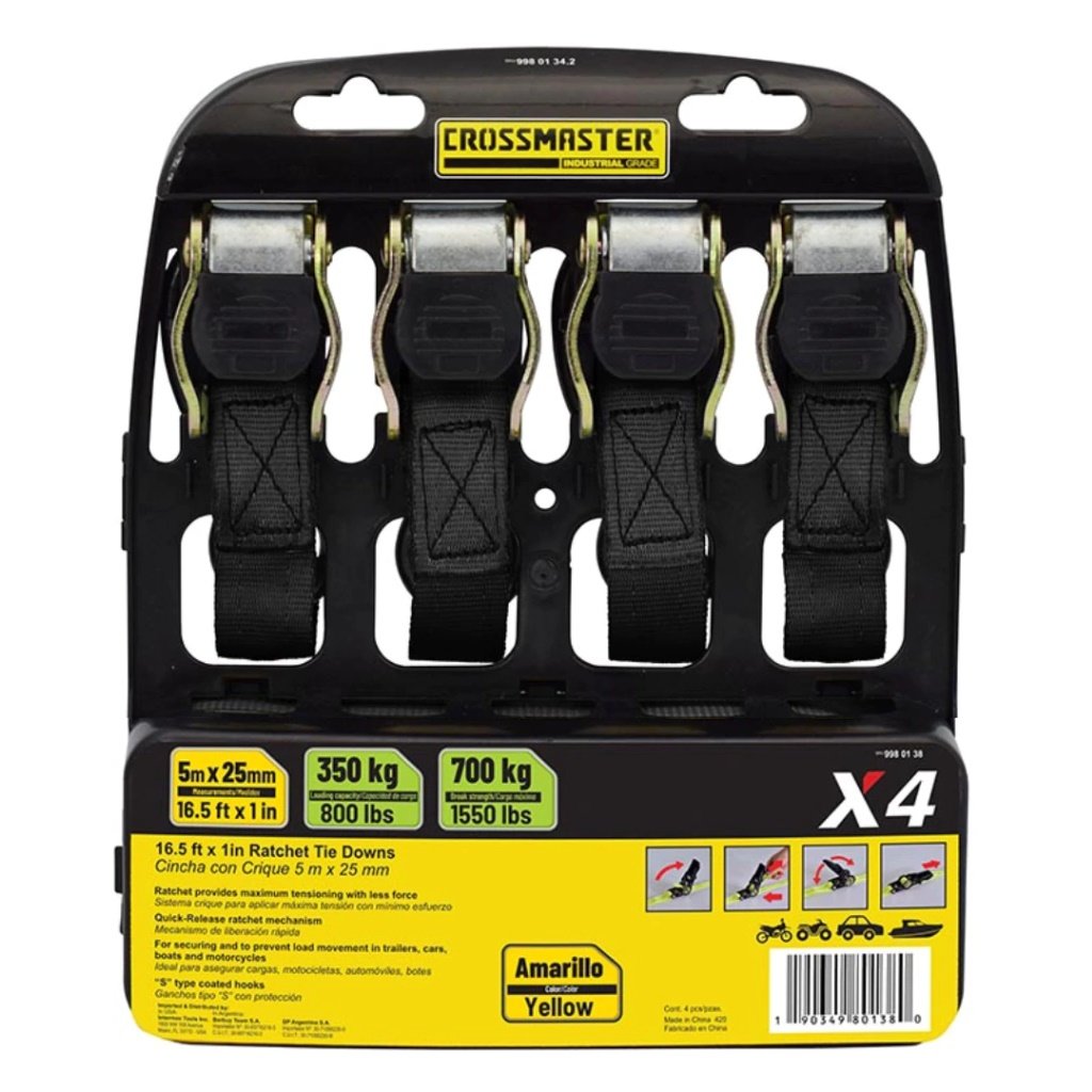 CINTA AMARRE 700KG X4 CON CRIQUE CROSSMASTER NEGRA