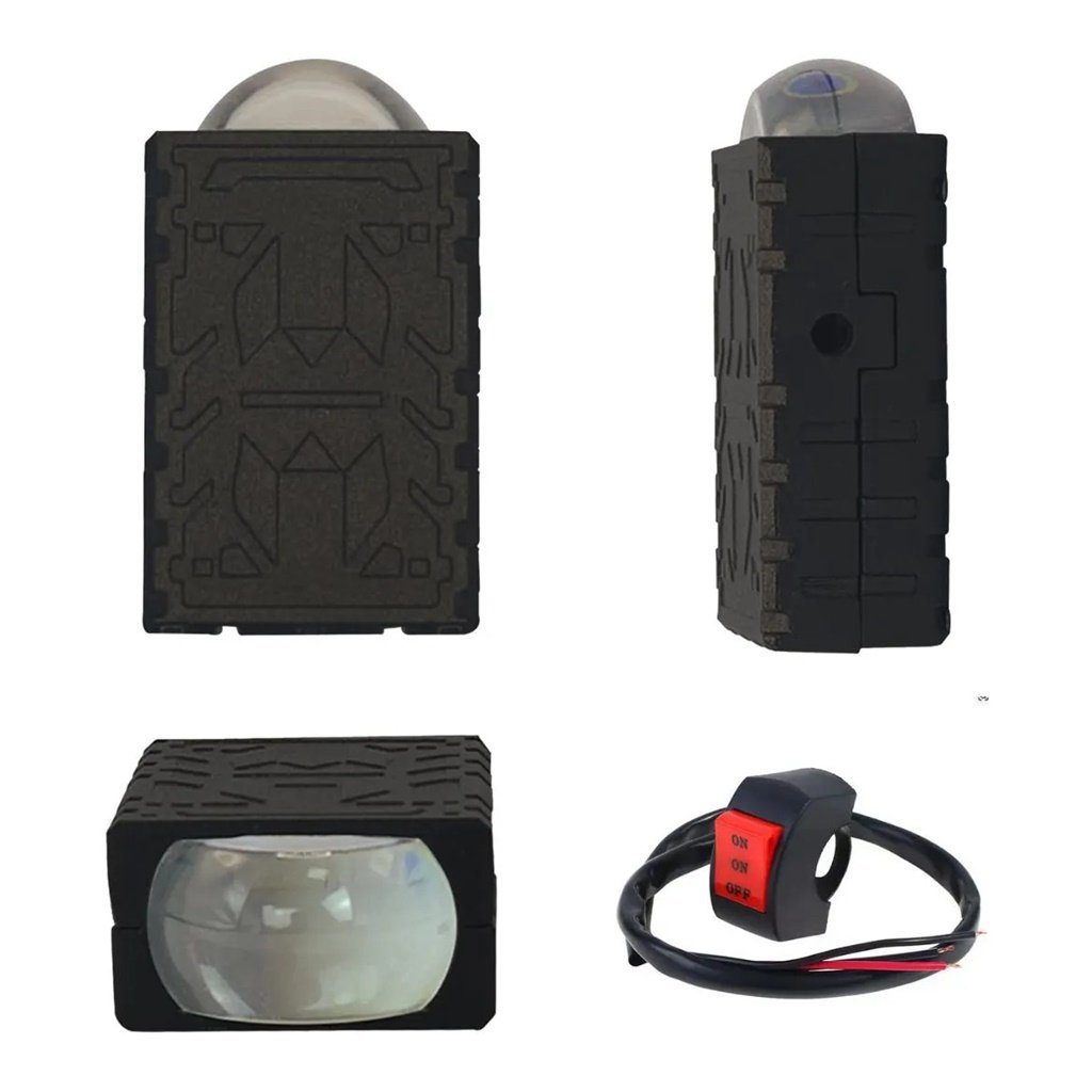 FAROL AUXILIAR LED BLANCA Y AMBAR CON LUPA RECTANGULAR Y TECLA