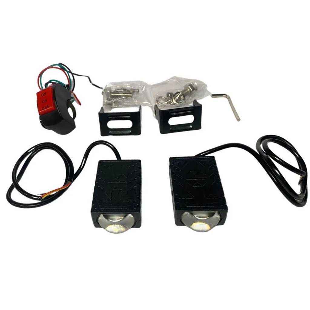 FAROL AUXILIAR LED BLANCA Y AMBAR CON LUPA RECTANGULAR Y TECLA