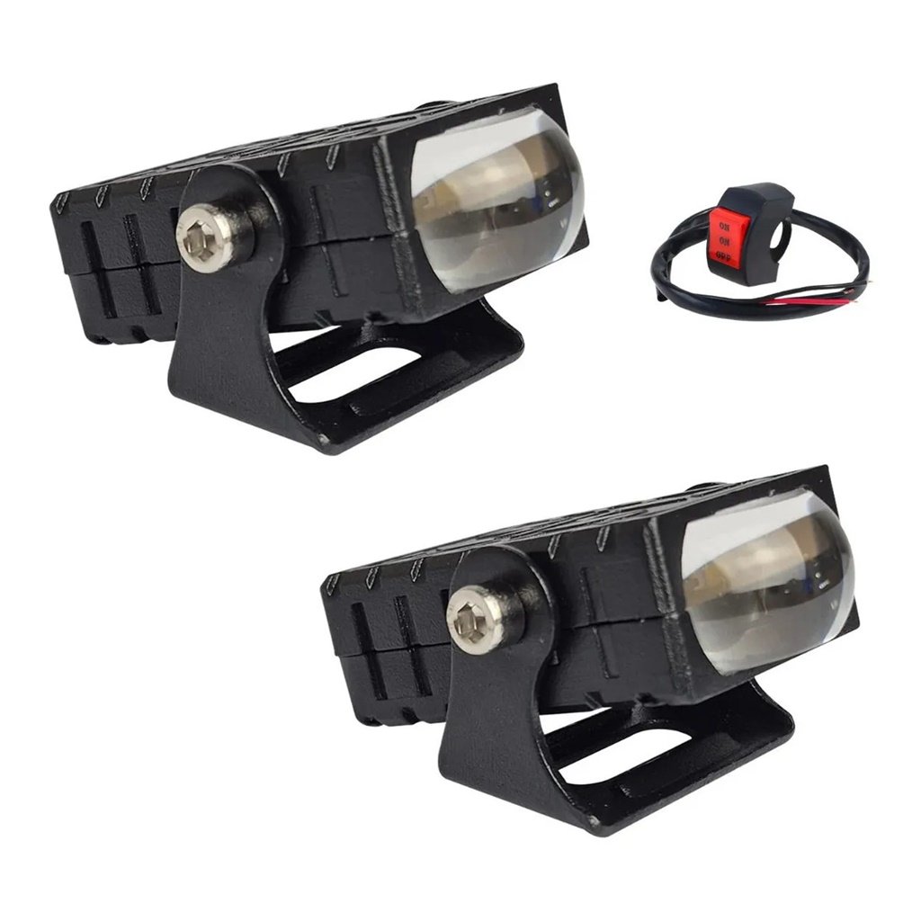 FAROL AUXILIAR LED BLANCA Y AMBAR CON LUPA RECTANGULAR Y TECLA