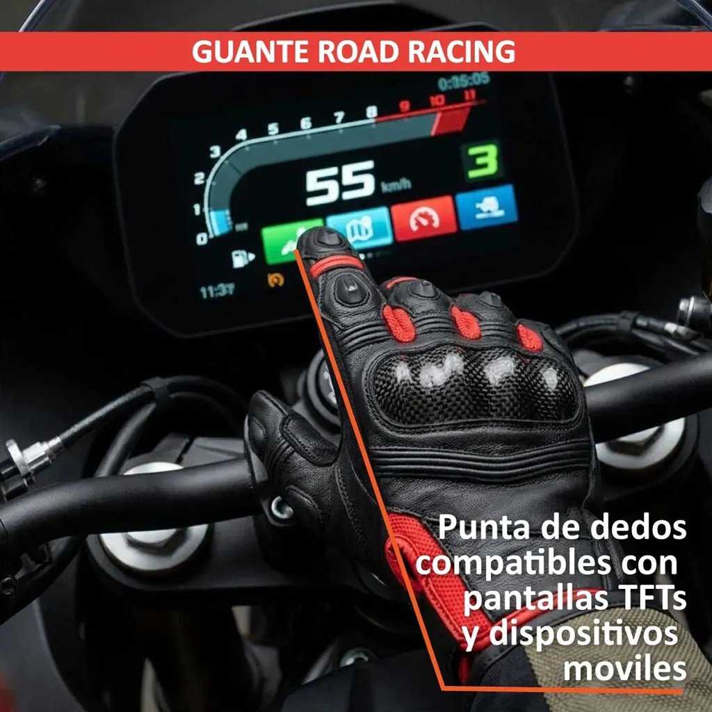 GUANTE ROAD RACING NEGRO ROJO