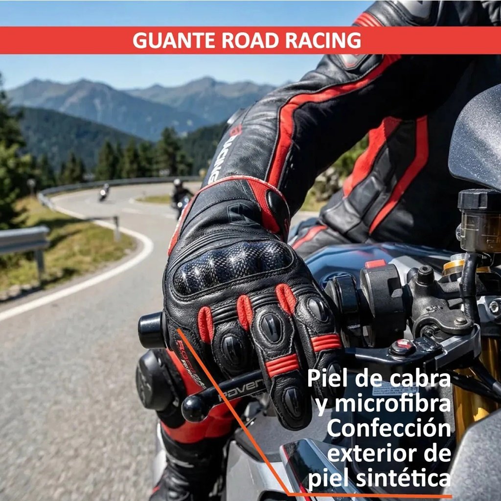 GUANTE ROAD RACING NEGRO ROJO