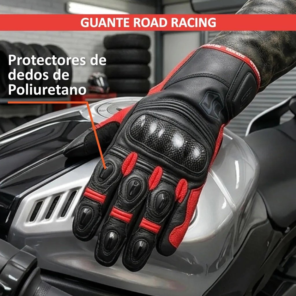 GUANTE ROAD RACING NEGRO ROJO