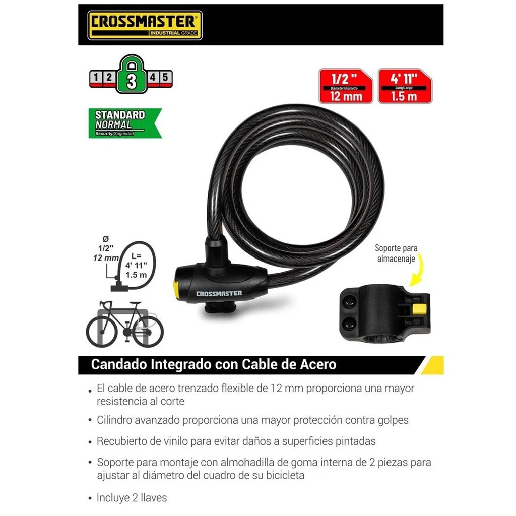 CANDADO SEGURIDAD LINGA 12 X 1500MM CROSSMASTER